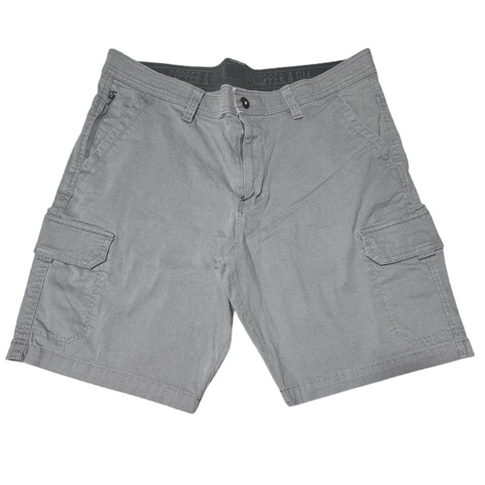 Copper &‎ Oak Cargo Shorts Mens 36 Gray Ripstop Cotton Stretch Utility Gorpcore